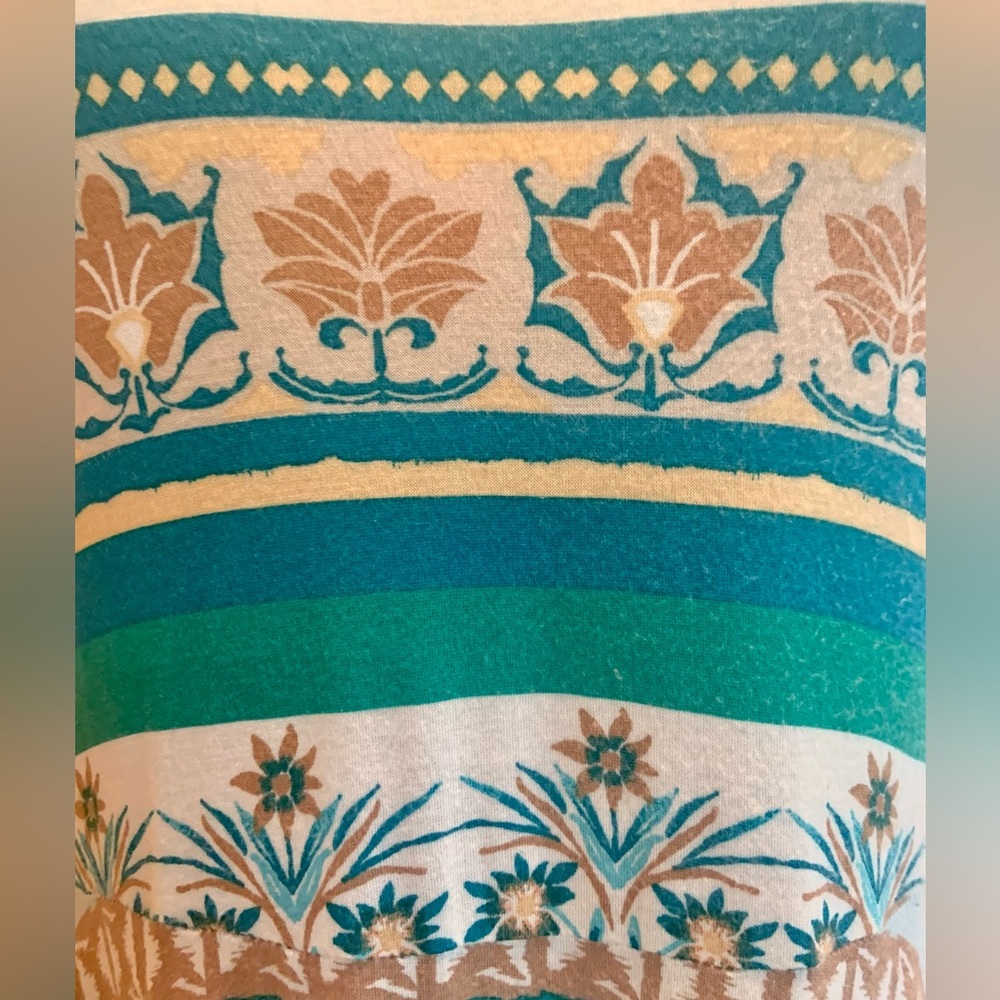 Sleeveless jersey cotton turquoise print dress - Picture 3 of 11